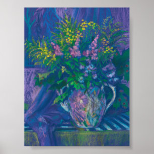 Poster Twilight & Goldenrod Peinture pastel Fleur sauvage