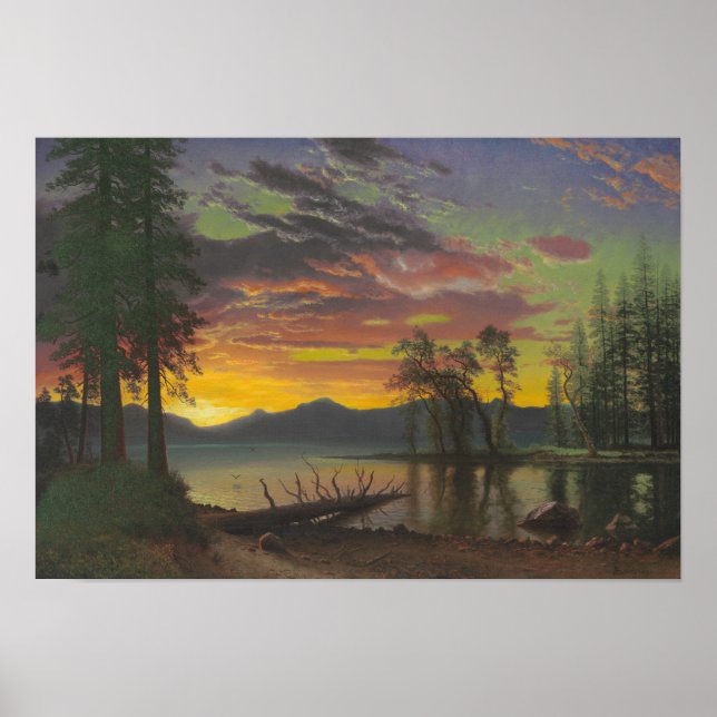 Poster Twilight, lac Tahoe, vers 1870 (huile sur toile) (Devant)
