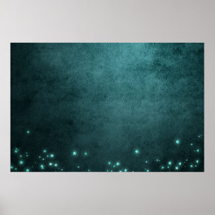 Poster Twilight Turquoise   Etoiles de lumière vertes pro