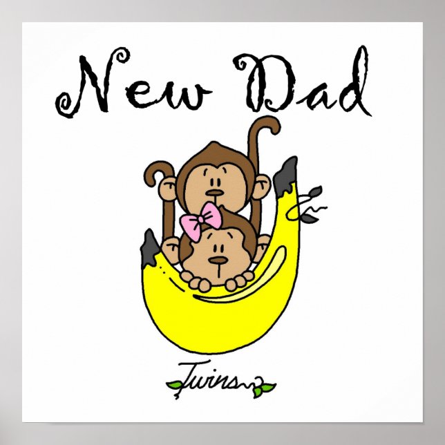 Poster Twin Boy and Girl New Dad Cadeaux (Devant)