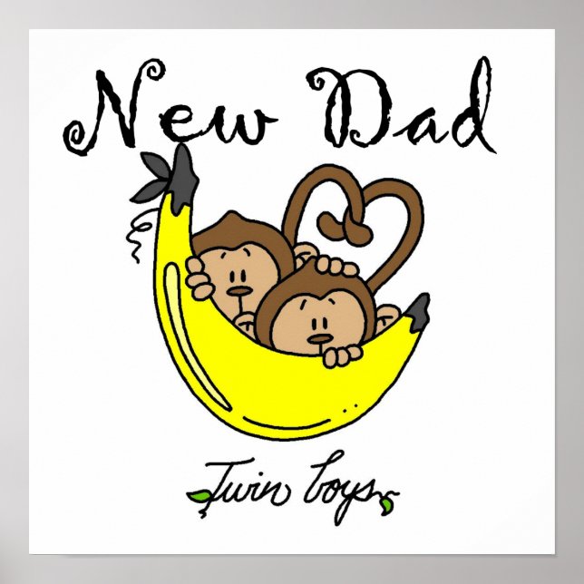 Poster Twin Boys Singes Nouveau Papa Cadeaux (Devant)