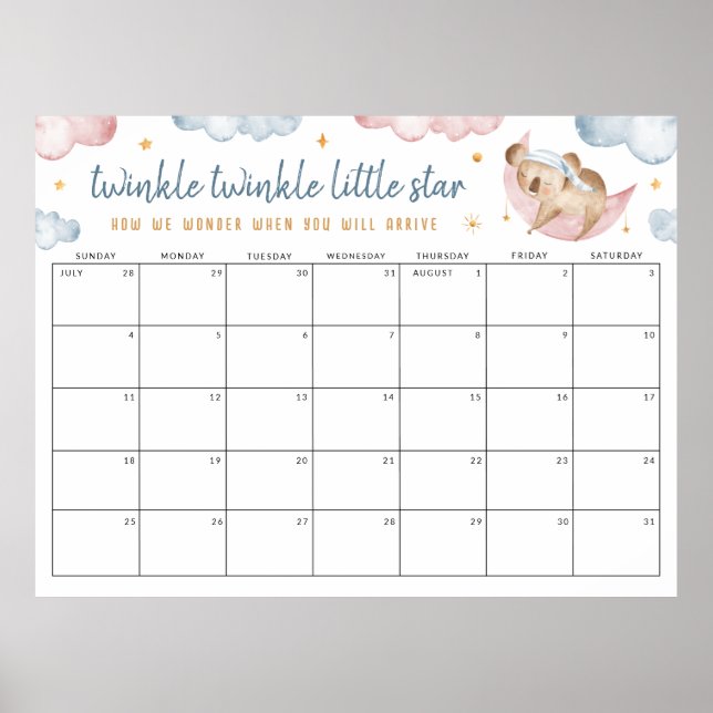 Poster Twinkle Little Star Genre Reveal Devinez la date (Devant)