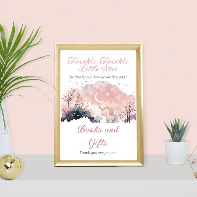Poster Twinkle Little Star Unicorn Douche Livres et Cadea (Créateur téléchargé)