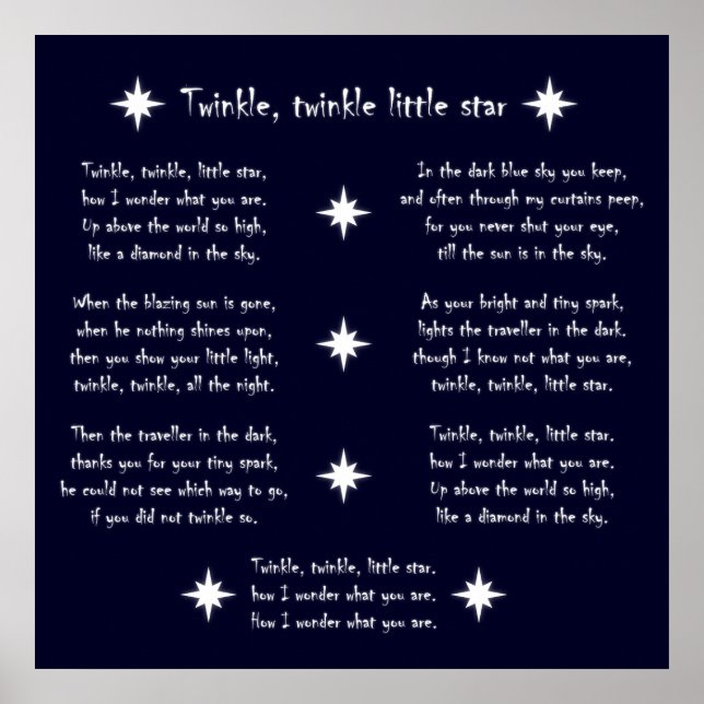 Poster Twinkle, scintiller, petite étoile (Devant)