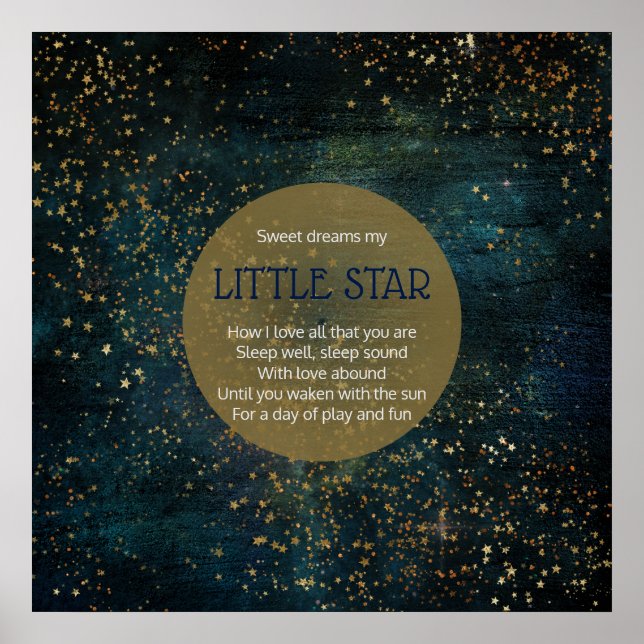 Poster Twinkle Star Night Sky Poem Décor Nursery (Devant)