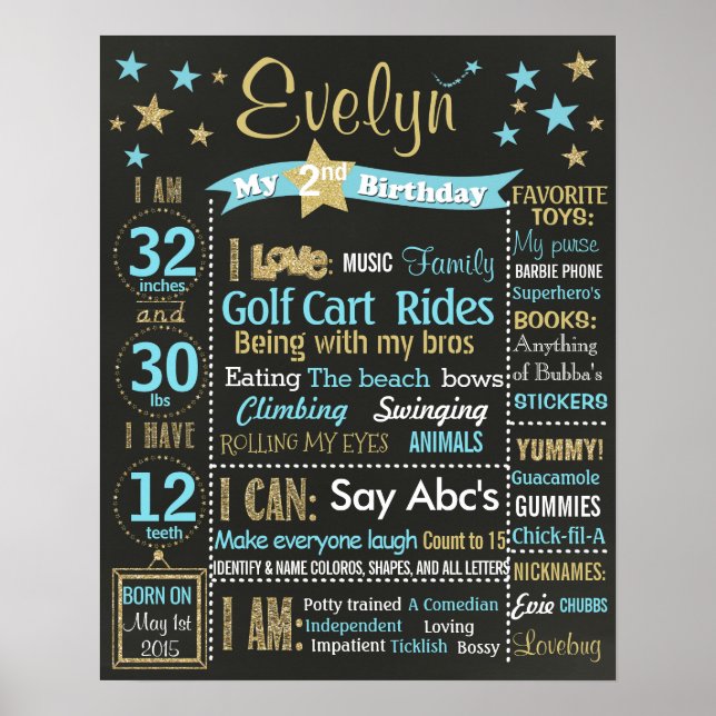 Poster Twinkle Twinkle Little Star Anniversaire (Devant)