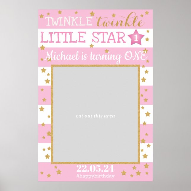 Poster Twinkle Twinkle Little Star Anniversaire Photo Pro (Devant)
