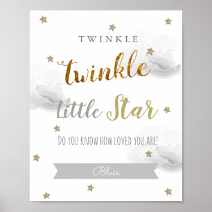 Poster Twinkle Twinkle Little Star Art de nurserie gris