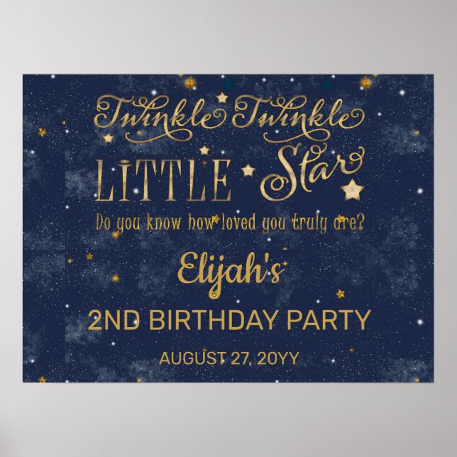 Poster Twinkle Twinkle Little Star Boy 2e fête d'annivers (Devant)