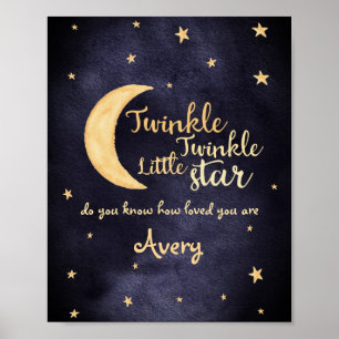 Poster Twinkle Twinkle petite étoile pépinière aquarelle