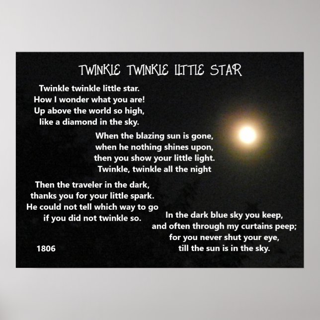 Poster TWINKLE TWINKLE PETITE ÉTOILE poème (Devant)