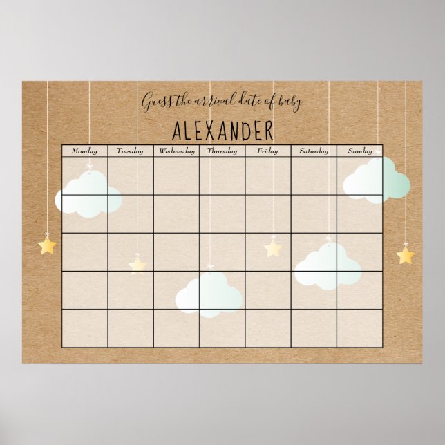 Poster Twinkle Twinkle Rustic Devinez La Date D'Échéance (Devant)