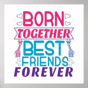 Poster Twins Best Friends Forever - Garçon et fille