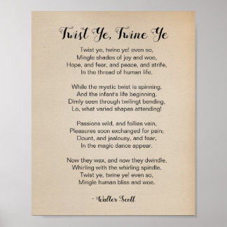 Poster Twist Ye Twine Ye Poem par Walter Scott Vintage