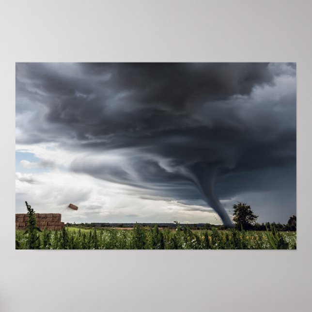 Poster Twister levant des balles de foin dans la tempête (Devant)