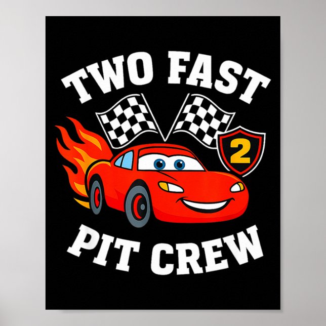 Poster Two Fast 2 2nd Birthday T Crew 2yr Year Old  (Devant)
