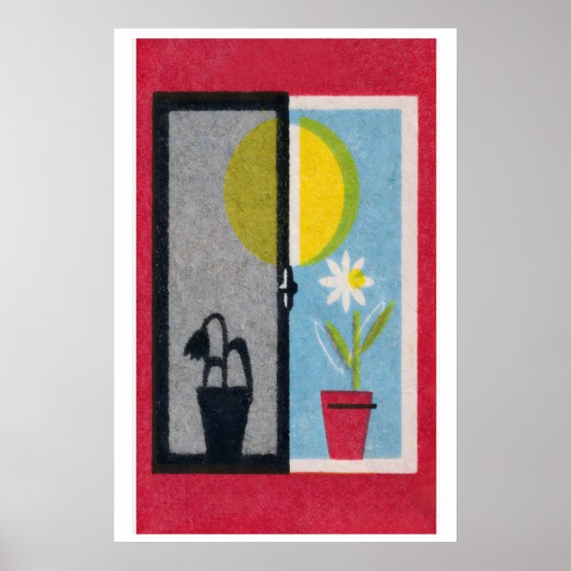 Poster Two Flowers Matchbox Print Vintage Eastern Europe (Devant)