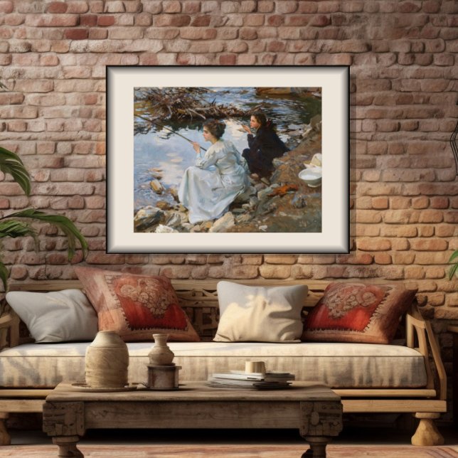 Poster Two Girls Fishing, Sargent 1918 (Créateur téléchargé)