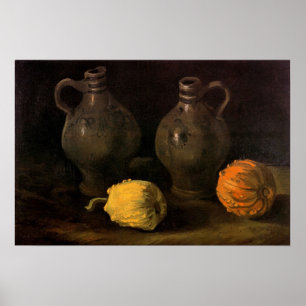 Poster Two Jars and Two Citrouilles par Vincent van Gogh