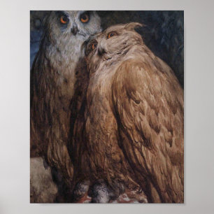 Poster Two Owls By Gustave Dore