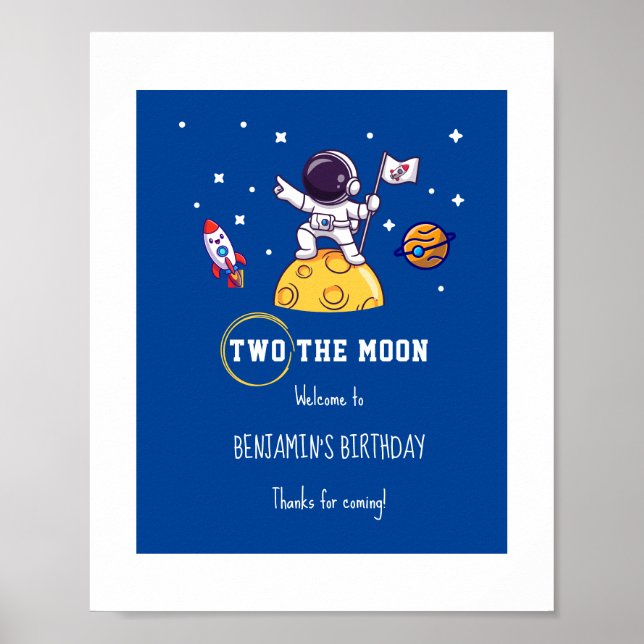 Poster Two The Moon second birthday kids Party (Devant)