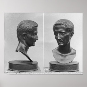 Poster Two views of a bust of Emperor Augustus