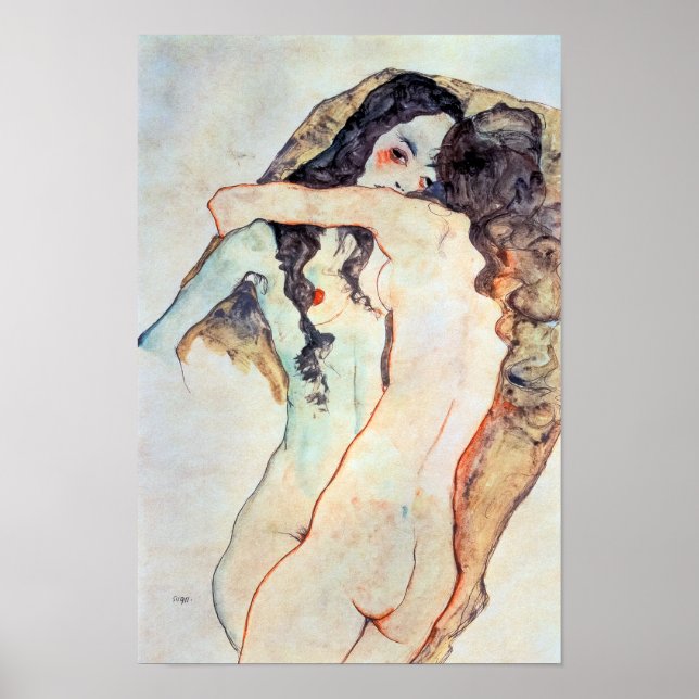 Poster Two Women Embracing | Egon Schiele | (Devant)