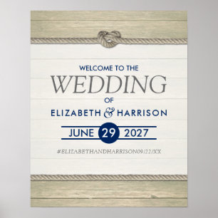 Poster Tying The Knot Rustic Beach Mariage Bienvenue