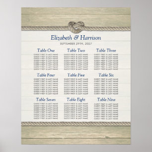 Poster Tying The Knot Rustic Beach Wedating Chart