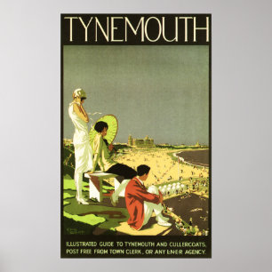 Poster TYNEMOUTH Cullercoats LNER Vintage voyage ferrovia