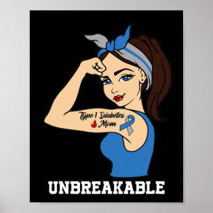 Poster Type 1 diabète maman incassable Guerrier Sensibili