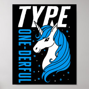 Poster Type One Derful Unicorn T1d Girls Diabetes Award