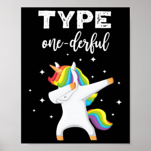 Poster Type Onederbing Dabbing Unicorn Diabetes Sensibili
