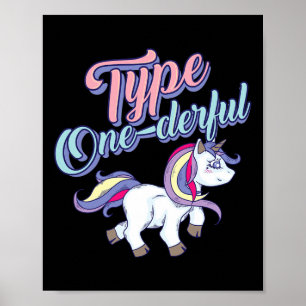 Poster Type Un Cool Dur Unicorn Diabetic Fun Cadeau