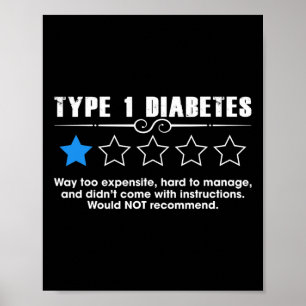 Poster Type Un Diabète Une étoile Cote T1D Sensibilisatio