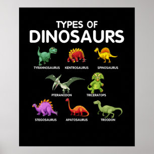 Poster Types Of Dinosaurs Dino Identification