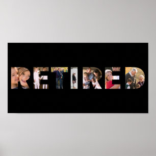 Poster Typographie à la retraite Customisée Photo Collage