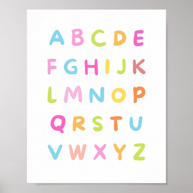 Poster Typographie alphabétique colorée (Devant)