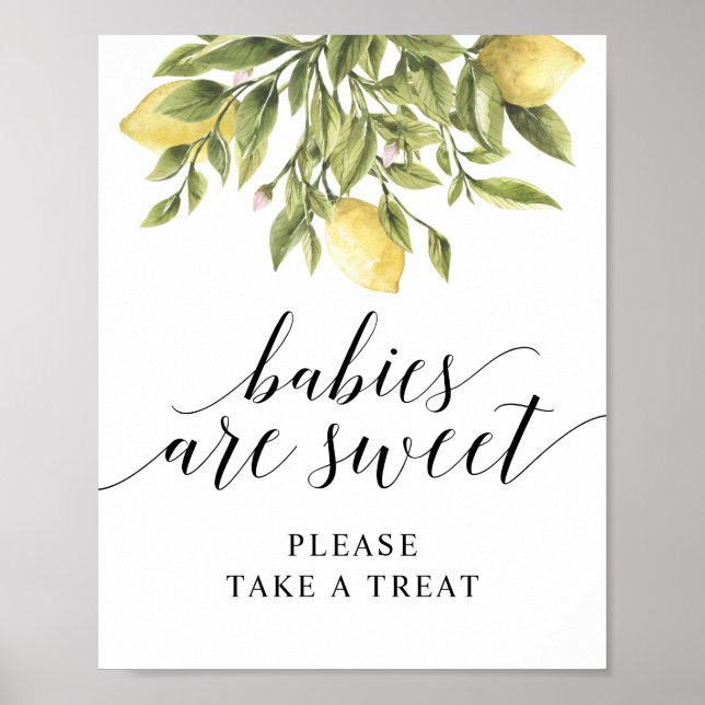 Poster Typographie citron Élégante BÉBÉS SONT SWEET v2 (Devant)