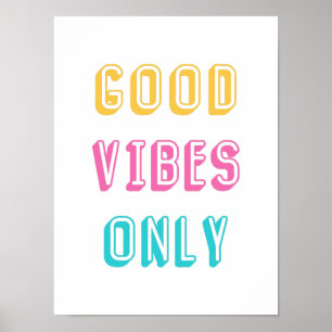 Poster Typographie colorée de Retro Good Vibes uniquement