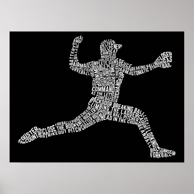 Poster Typographie de baseball Mot Art (Devant)
