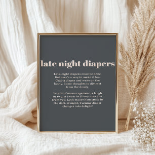 Poster Typographie de Boho rose Gris Bébé couche nocturne