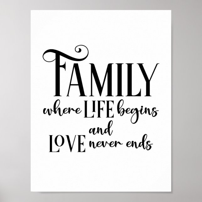 Poster Typographie de citation de famille moderne (Devant)