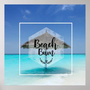 Poster Typographie de cloche de plage - Parapluie sur la