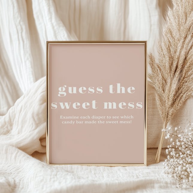 Poster Typographie de grès rose Guess Baby Guess Sweet Me (Créateur téléchargé)