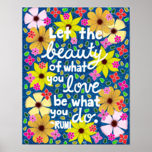 Poster Typographie de inspiration florale colorée de