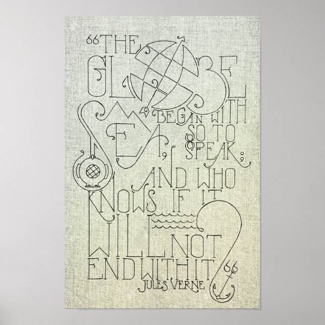 Poster Typographie de Jules Verne (Devant)