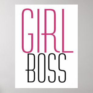 Poster Typographie de la fille Boss Rose Noir
