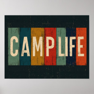 Poster Typographie de la vie en camp vintage