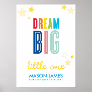 Poster TYPOGRAPHIE DE NOM RÊVE GRAND PETIT ENFANT couleur